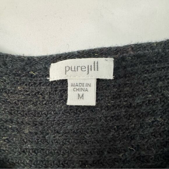 J Pure Jill Knit Dolman 3/4 Sleeve Pullover Sweater Size M Grey Wool Boat Neck - Picture 4 of 10